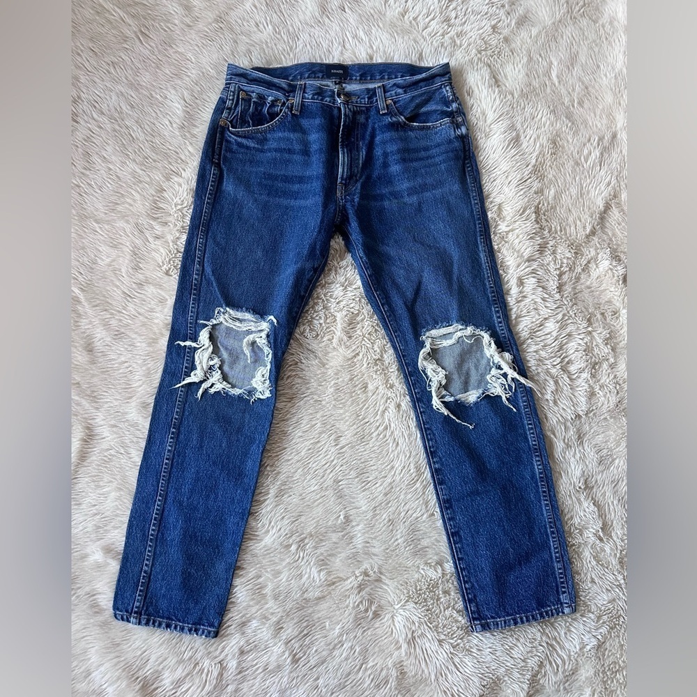 Khaite Kyle Straight Leg Distressed Dark Wash Jeans Size 28 - Picture 2 of 12